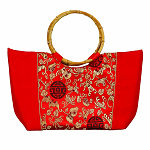 Tasche aus Seide mit Bambushenkel, Handtaschen, Asiatisch, 6810